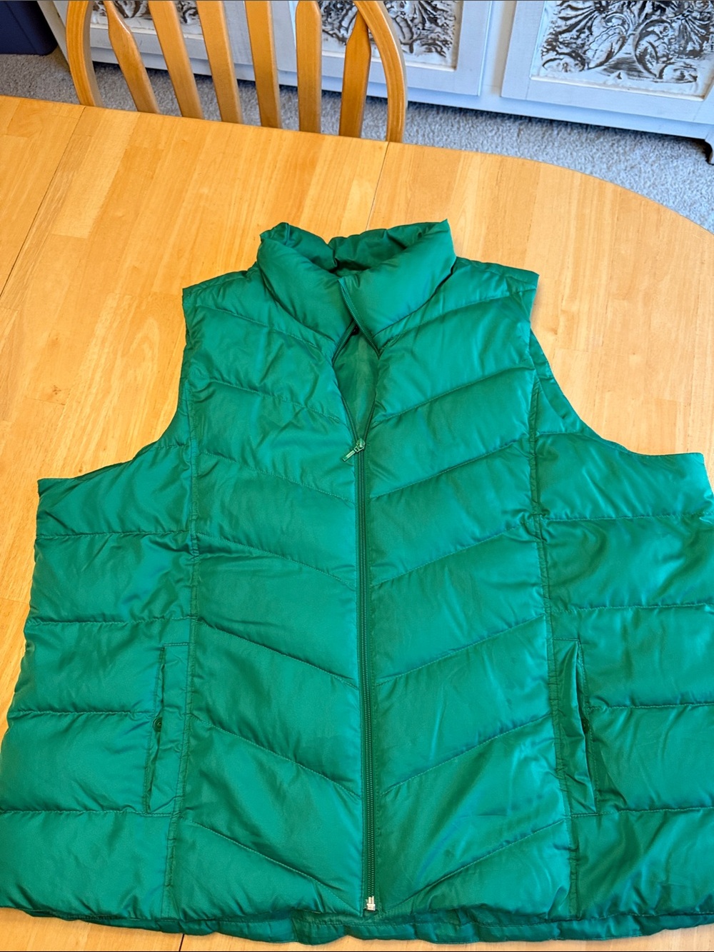 Lands' End Green Quilted Puffer Vest